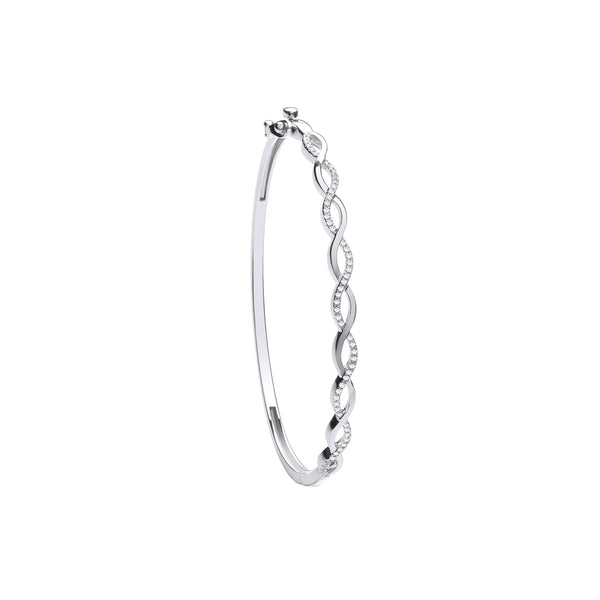 9k Yellow Gold Diamond Bracelet - 9ct White Gold Entwined 0.33ctw Diamond Bangle - by Hearts Forever Jewellers