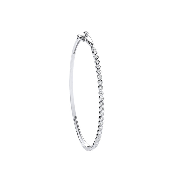 9k Yellow Gold Diamond Bracelet - 9ct White Gold 0.50ctw Ladies Diamond Bangle - by Hearts Forever Jewellers