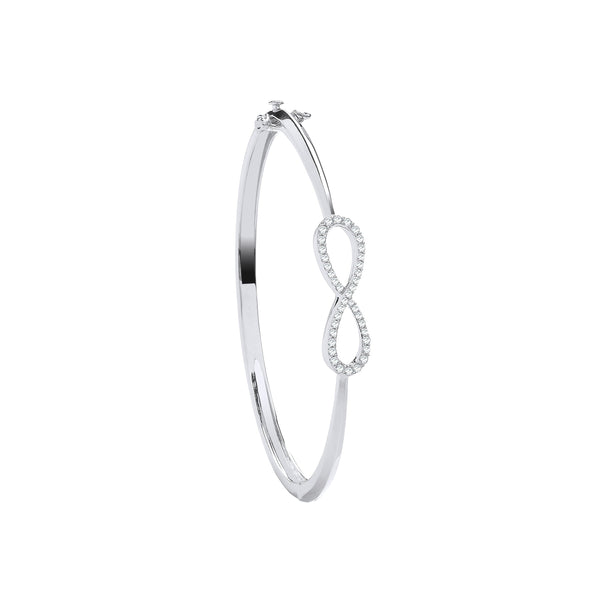 9k Yellow Gold Diamond Bracelet - 9ct White Gold Infinity 0.45ct Diamond Bangle - by Hearts Forever Jewellers
