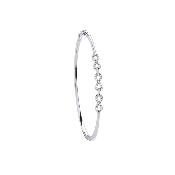 9k Yellow Gold Diamond Bracelet - 9ct White Gold 0.15ctw Small Infinity Diamond Bangle - by Hearts Forever Jewellers