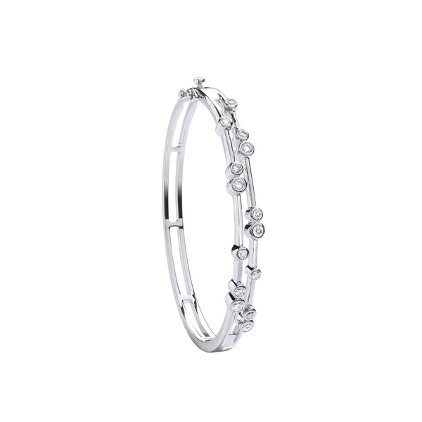 18k Yellow Gold Diamond Bracelet - 18ct White Gold 1.00ctw Dress Diamond Bangle - by Hearts Forever Jewellers