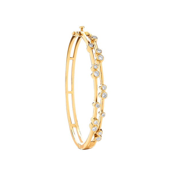 18k Yellow Gold Diamond Bracelet - 18ct Yellow Gold 1.00ctw Dress Diamond Bangle - by Hearts Forever Jewellers