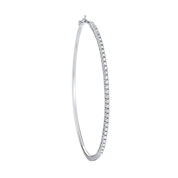 9k Yellow Gold Diamond Bracelet - 9ct White Gold 0.25ct Diamond Bangle - by Hearts Forever Jewellers