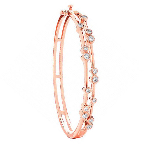18k Yellow Gold Diamond Bracelet - 18ct Rose Gold 1.00ctw Dress Diamond Bangle - by Hearts Forever Jewellers
