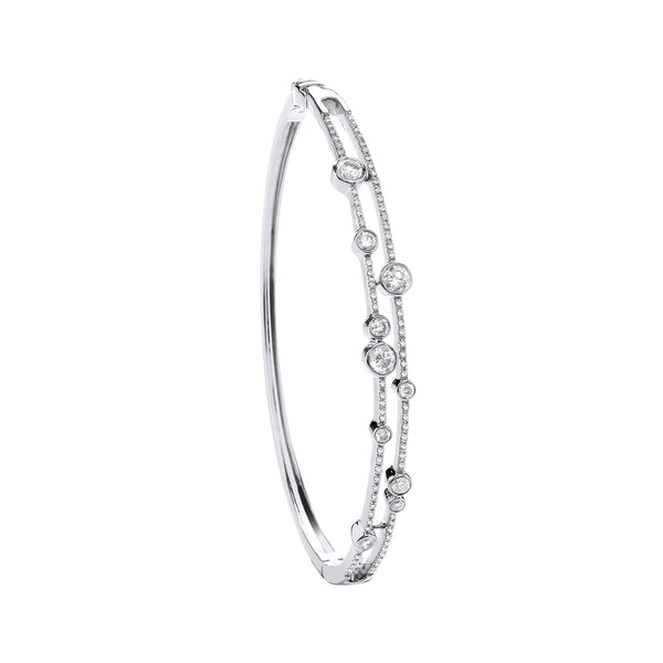 18k Yellow Gold Diamond Bracelet - 18ct White Gold 1.00ctw Dress Diamond Bangle - by Hearts Forever Jewellers