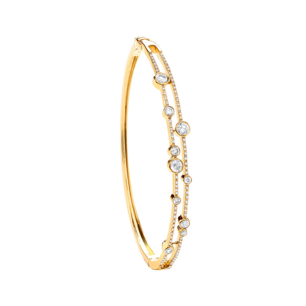 18k Yellow Gold Diamond Bracelet - 18ct Yellow Gold 1.00ctw Dress Diamond Bangle - by Hearts Forever Jewellers