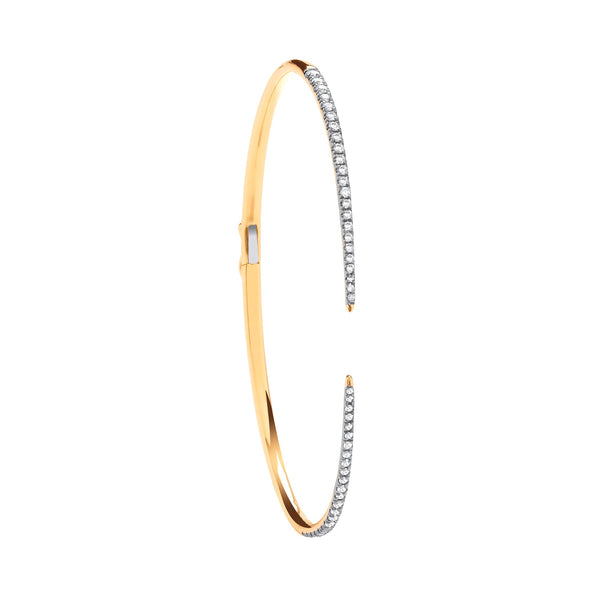 18k Yellow Gold Bracelet - 18ct Yellow Gold 0.50ct Hinged Bangle - by Hearts Forever Jewellers