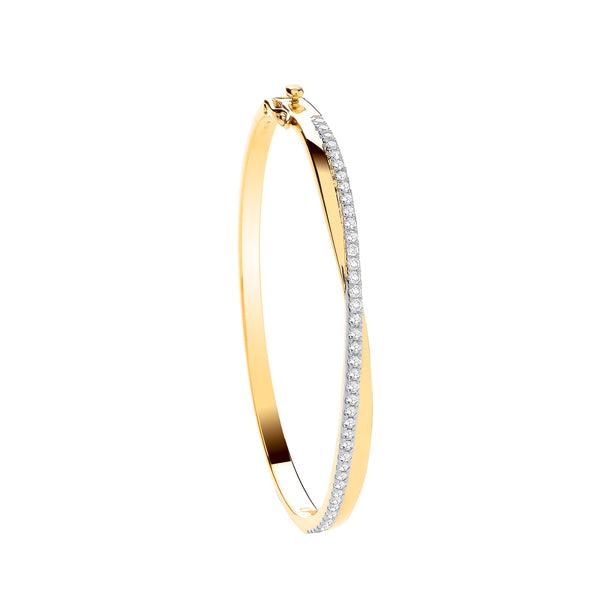 9k Yellow Gold Bracelet - 9ct Yellow Gold 1.00ctw Bangle - by Hearts Forever Jewellers
