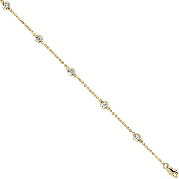 18k Yellow Gold Diamond Bracelet - 18ct Yellow Gold 0.40ct Diamond by the yard Rubover Bracelet - by Hearts Forever Jewellers