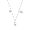 9k Yellow Gold Necklace - 9ct White Gold 0.22ctw Evil Eye, Hamsa & Circle Pendant (18in/45cm) Chain - by Hearts Forever Jewellers