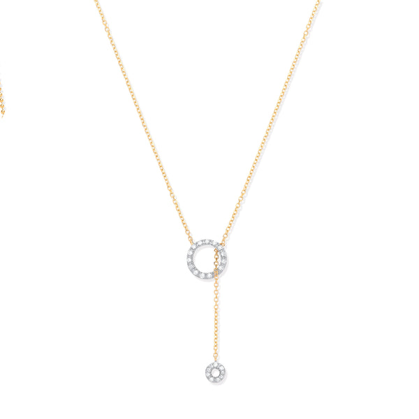 9k Yellow Gold Necklace - 9ct YG 0.09ctw Tassel Through Circle of Life Pendant (18in/45cm) Chain - by Hearts Forever Jewellers