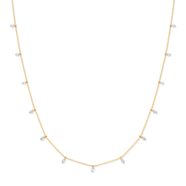 18k Yellow Gold Diamond Necklace - 18ct YG 0.50ctw Diamond Set (18in/45cm) Chain - by Hearts Forever Jewellers