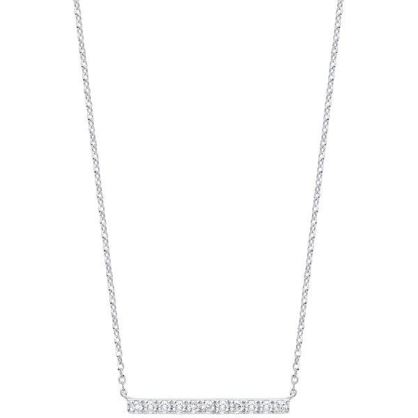 9k Yellow Gold Diamond Necklace - 9ct White Gold 0.20ct Diamond Bar Necklace (Chain 17") - by Hearts Forever Jewellers