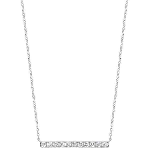 9k Yellow Gold Diamond Necklace - 9ct White Gold 0.33ct Diamond Bar Necklace (18in/45cm) Chain - by Hearts Forever Jewellers