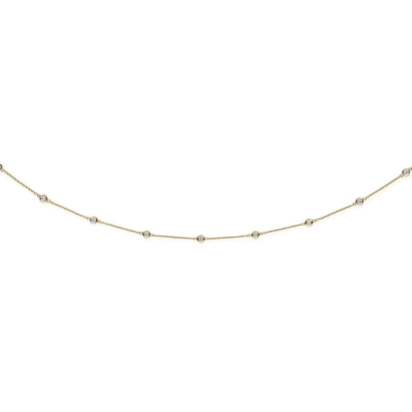 18k Yellow Gold Diamond Necklace - 18ct Yellow Gold 1.00ct Diamond by the yard Necklace (18in/45cm) Chain - by Hearts Forever Jewellers
