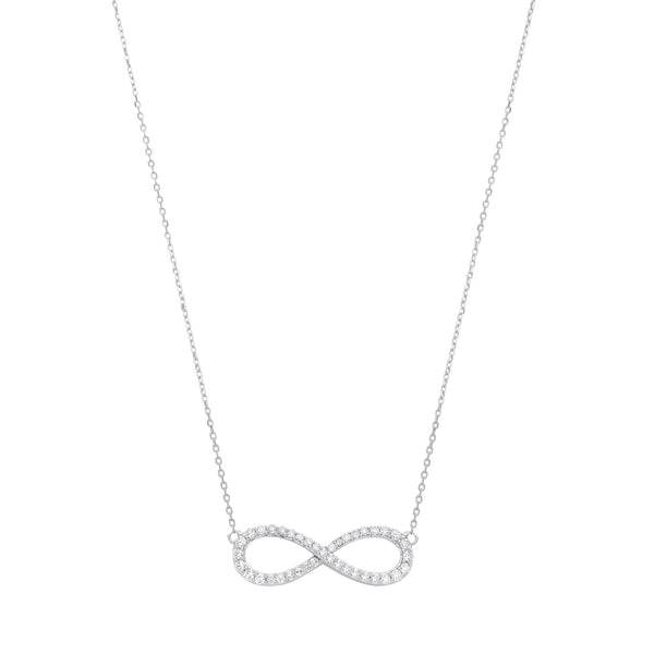 9k Yellow Gold Necklace - 9ct White gold 0.47ctw G SI Infinity Pendant (18in/45cm) Chain - by Hearts Forever Jewellers