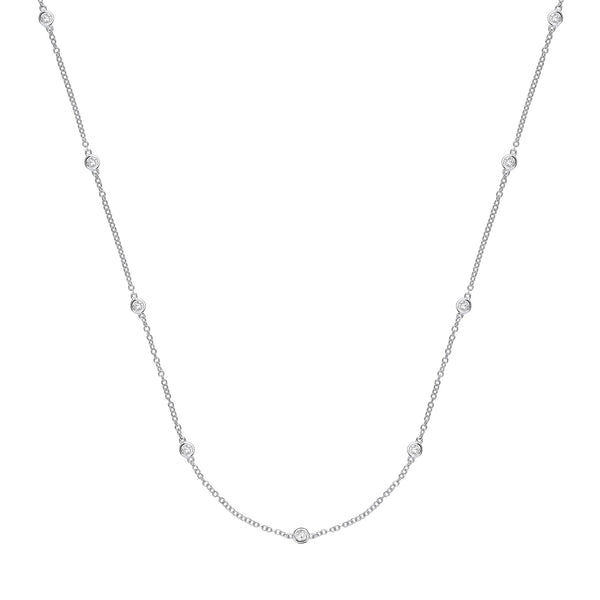 9k Yellow Gold Diamond Necklace - 9ct White Gold 0.50ct Diamond by the yard Necklace (18in/45cm) - by Hearts Forever Jewellers