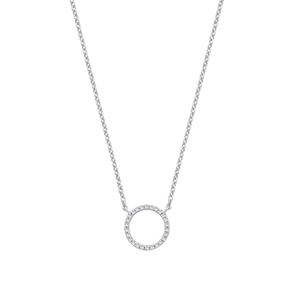 9k Yellow Gold Necklace - 9ct White Gold 0.08ctw Necklace (chain 17") - by Hearts Forever Jewellers