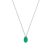 9k Yellow Gold Diamond, Emerald Necklace - 9ct White Gold Diamond 0.03ctw & Emerald 0.38ctw Necklace (Chain 17") - by Hearts Forever Jewellers