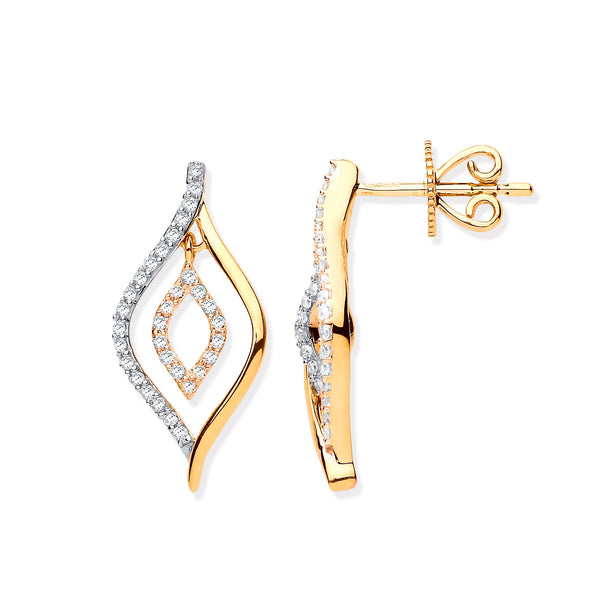9k Yellow Gold Ring - 9ct Yellow Gold 0.25ct Dia Drop Earrings - by Hearts Forever Jewellers