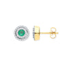 9k Yellow Gold Diamond, Emerald Ring - 9ct YG Double Halo 0.25 Diamond & Emerald Round Stud Earrings - by Hearts Forever Jewellers