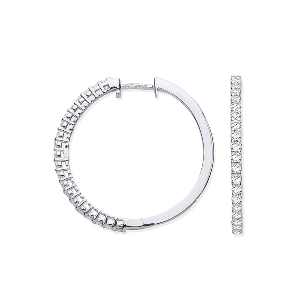 18k Yellow Gold Diamond Ring - 18ct White Gold 0.70ct Claw Set Diamond Hinged Hoop Earrings - by Hearts Forever Jewellers