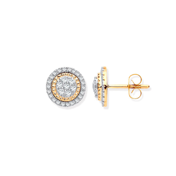 9k Yellow Gold Diamond Ring - 9ct Yellow Gold Multi Circles Stud Diamond 0.36ctw Earrings - by Hearts Forever Jewellers
