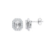 18k Yellow Gold Diamond, Emerald Earrings - 18ct WG Rd. Baguettes & Emerald Centre 1.40ctw Diamond Studs - by Hearts Forever Jewellers