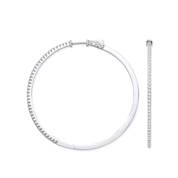 18k Yellow Gold Ring - 18ct White Gold 1.20ctw Claw Set Hoop Earrings - by Hearts Forever Jewellers