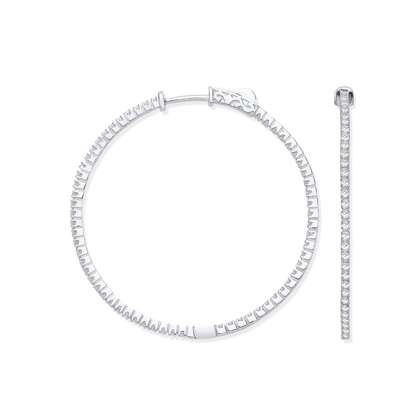 18k Yellow Gold Diamond Ring - 18ct WG 1.02ctw Diamond set Inside & Outside Hoop Earrings - by Hearts Forever Jewellers
