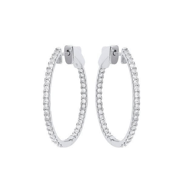 18k Yellow Gold Diamond Earrings - 18ct WG 1.27ctw Diamond set Inside & Outside Oval Hoops - by Hearts Forever Jewellers