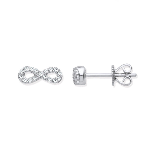 9k Yellow Gold Diamond Earrings - 9ct White Gold Infinity 0.15ctw Diamond Studs - by Hearts Forever Jewellers
