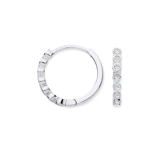 9k Yellow Gold Diamond Earrings - 9ct White Gold Round 0.10ctw Diamond Hoops - by Hearts Forever Jewellers