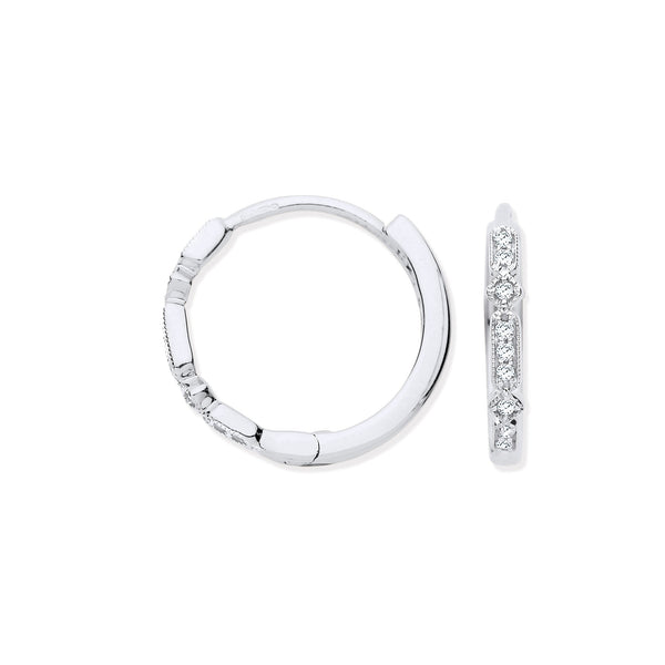 9k Yellow Gold Diamond Earrings - 9ct White Gold Round 0.08ctw Diamond Hoops - by Hearts Forever Jewellers