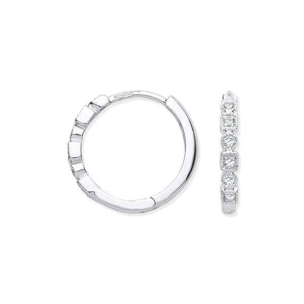 9k Yellow Gold Diamond Earrings - 9ct White Gold Round 0.10ctw Diamond Hoops - by Hearts Forever Jewellers