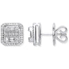 18ct White Gold 0.90ctw Round and Baguette Diamond Studs