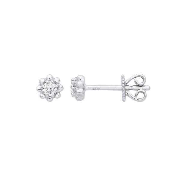 9k Yellow Gold Diamond Ring - 9ct White Gold 0.13ct Diamond Stud Earring - by Hearts Forever Jewellers