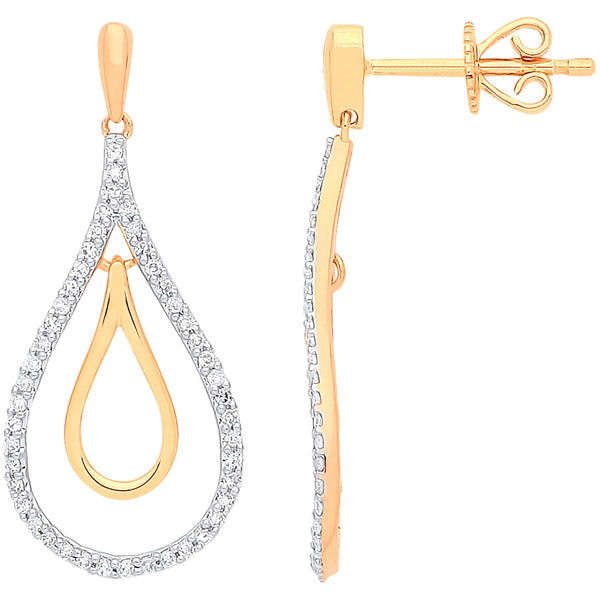 9k Yellow Gold Diamond Ring - 9ct Yellow Gold 0.25ct Diamond Drop Earrings - by Hearts Forever Jewellers