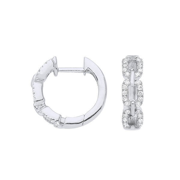 9k Yellow Gold Jewellery - 9ct White Gold 0.25ct Curb Huggies - by Hearts Forever Jewellers