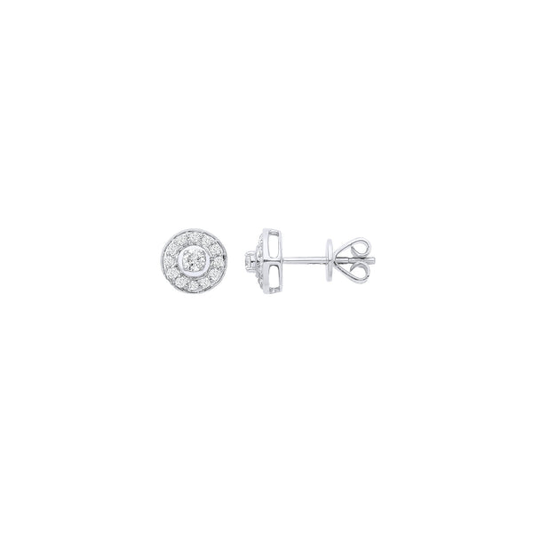 18k Yellow Gold Diamond Earrings - 18ct White Gold Halo 0.24ctw Diamond Studs - by Hearts Forever Jewellers