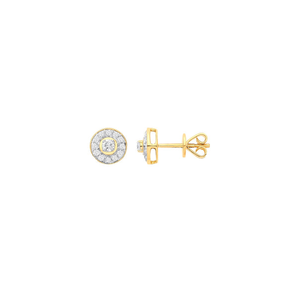 18k Yellow Gold Diamond Earrings - 18ct Yellow Gold Halo 0.24ctw Diamond Studs - by Hearts Forever Jewellers
