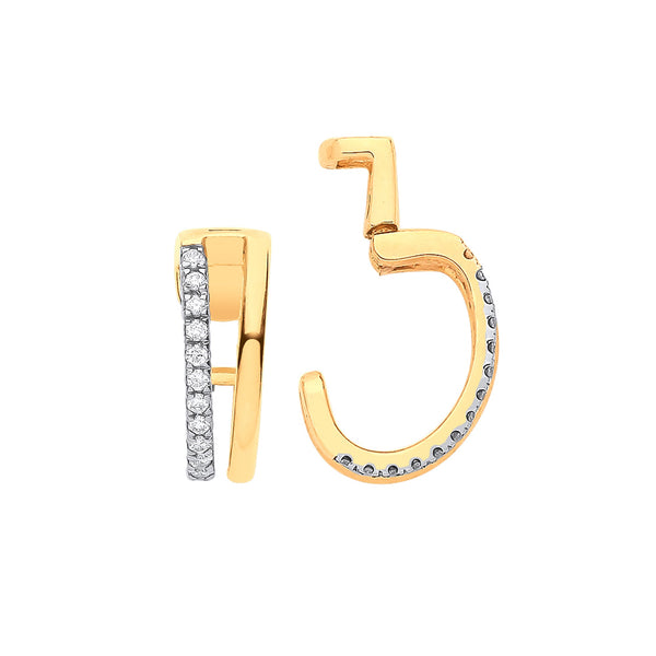 9k Yellow Gold Ring - 9ct Yellow gold 0.08ct single cuff earring - by Hearts Forever Jewellers