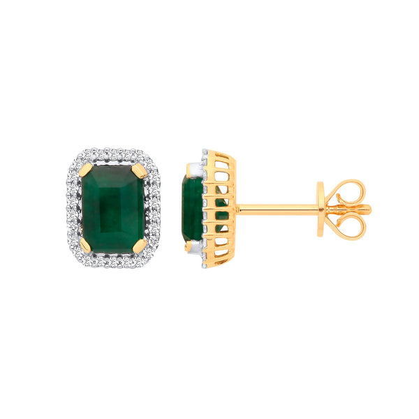 18k Yellow Gold Diamond, Emerald Ring - 18k Yellow Gold 0.16ctw Diamond & 2.08ctw Emerald Earrings - by Hearts Forever Jewellers