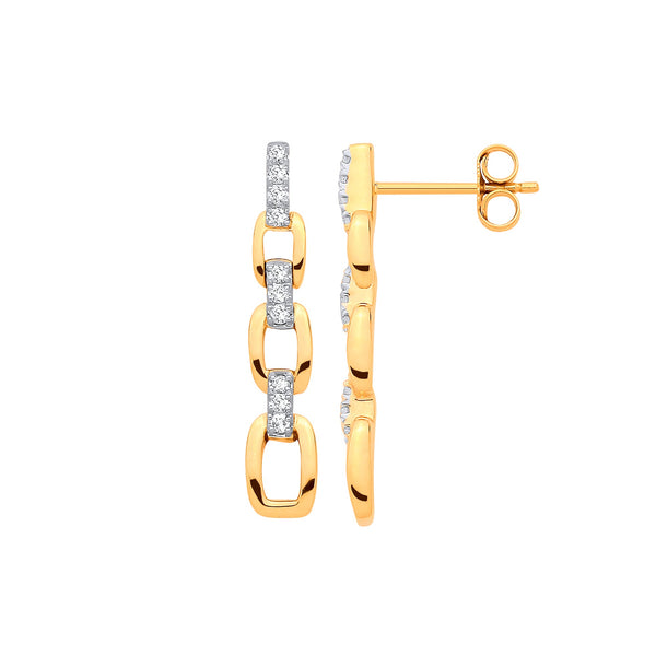 9k Yellow Gold Ring - 9ct Yellow Gold 0.20ct Drop Earrings - by Hearts Forever Jewellers
