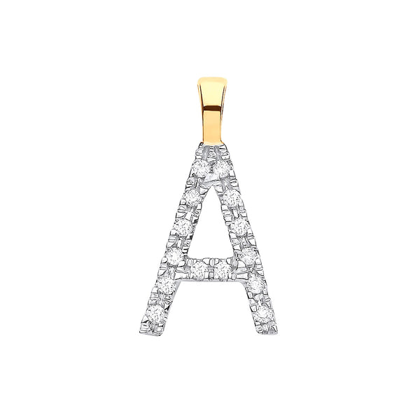 9k Yellow Gold Diamond Jewellery - 9ct Yellow Gold 0.05ct Diamond A Initial - by Hearts Forever Jewellers