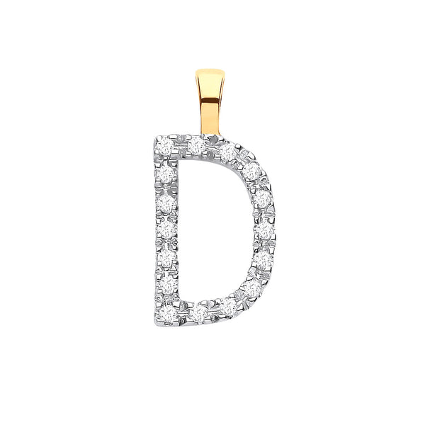9k Yellow Gold Diamond Jewellery - 9ct Yellow Gold 0.05ct Diamond D Initial - by Hearts Forever Jewellers