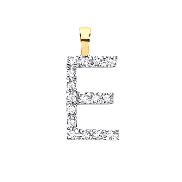 9k Yellow Gold Diamond Jewellery - 9ct Yellow Gold 0.05ct Diamond E Initial - by Hearts Forever Jewellers