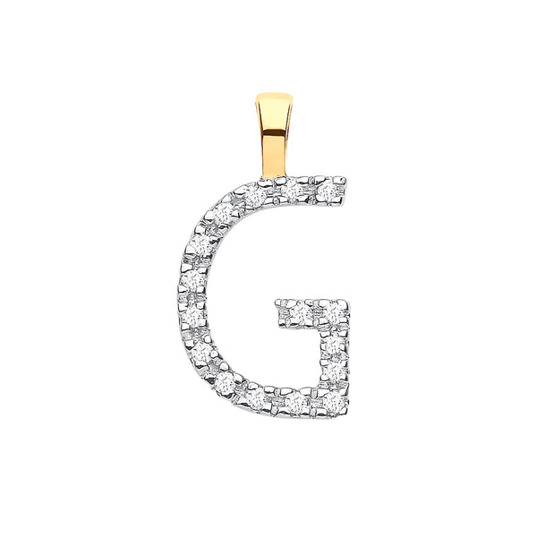 9k Yellow Gold Diamond Jewellery - 9ct Yellow Gold 0.05ct Diamond G Initial - by Hearts Forever Jewellers
