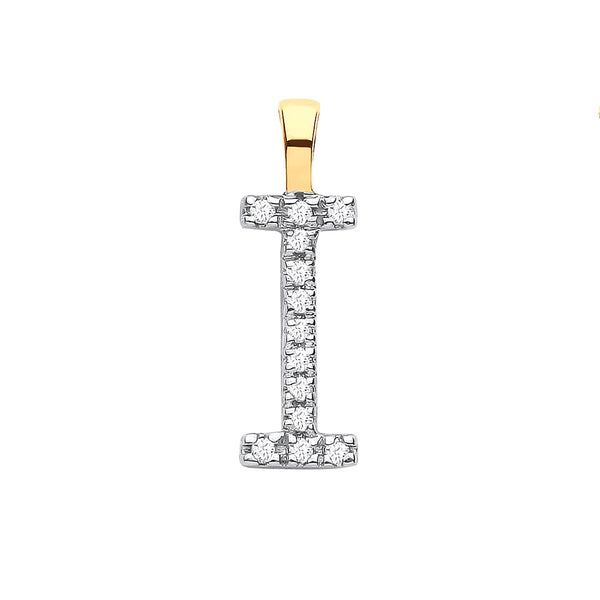 9k Yellow Gold Diamond Jewellery - 9ct Yellow Gold 0.05ct Diamond I Initial - by Hearts Forever Jewellers