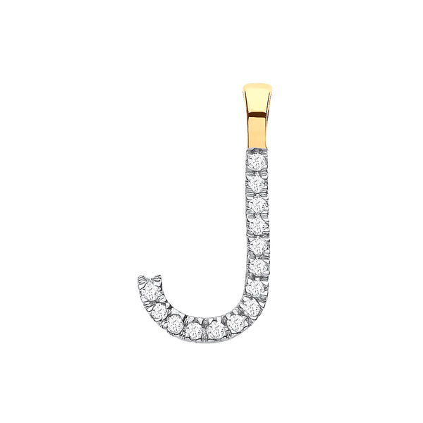 9k Yellow Gold Diamond Jewellery - 9ct Yellow Gold 0.05ct Diamond J Initial - by Hearts Forever Jewellers